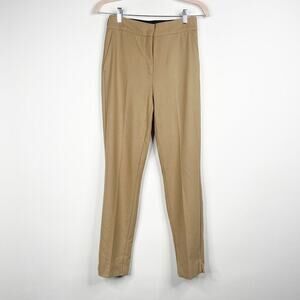 2/$30 ZARA Tuxedo Slim Tapered Pants Small Brown Contrast Waistband Pocket #7297